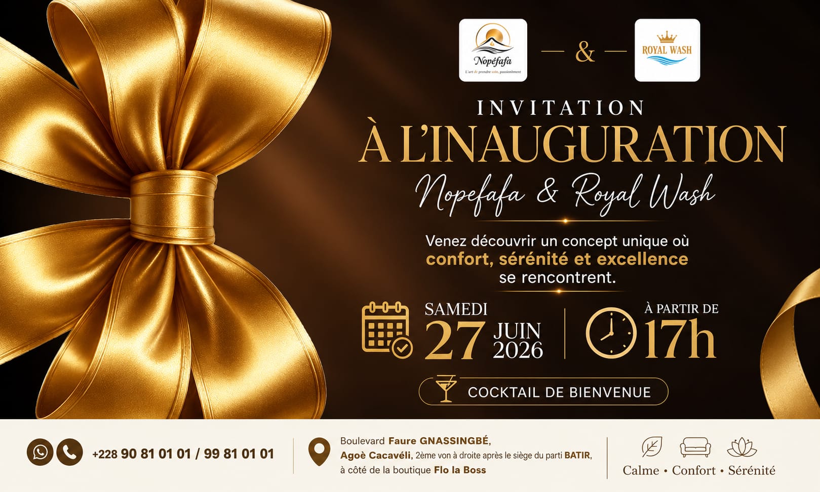 Carton d'invitation à l'inauguration de Nopefafa et Royal Wash